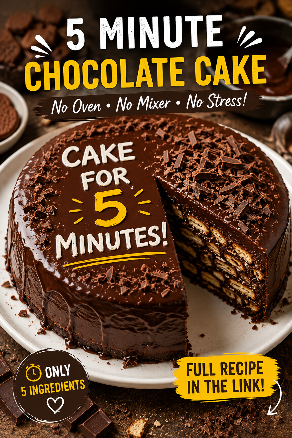 5-minute no-bake chocolate biscuit cake